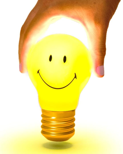 Suck UK | Smiley Face Lamp | Cordless Table Lamp Led Light Bulb | Smiley Face Light & Smiley Face Decor | Kids Night Light | USB Rechargeable Lamp | Cool Room Decor & Kids Room Decor | Cordless Lamps - LeafyLoom