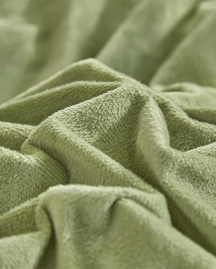 Wellboo Sage Green Velvet Comforter Sets California King Light Green Fluffy Bedding Cal King Solid Color Flannel Quilt Women Men Grass Green Comforters Micromink Sherpa Fuzzy Warm Plush Bedding Soft - LeafyLoom