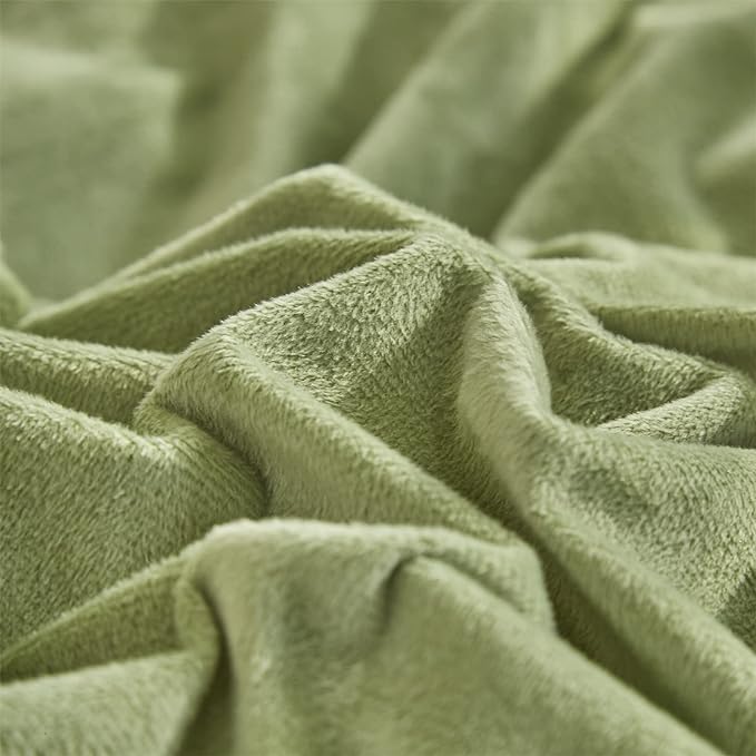 Sage Velvet Comforter Sets Solid Sage Green Flannel Bedding Set 3 Pieces Comforter Set Sage Green Velvet Blanket Warm Winter Bedding Set Women Sage Green Velvet Bed Comforter Set Full Size - LeafyLoom