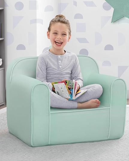 Delta Children Cozee Chair -Foam Kids Chair for Ages 18 Months and Up, Sage - LeafyLoom