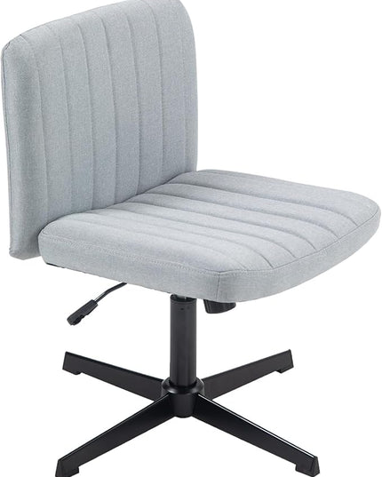 Panana Office Chair Fabric Padded Seat Armless Desk Chair Swivel Computer Task Chair Mid-Back No Wheels Accent Chair (Grey) - LeafyLoom
