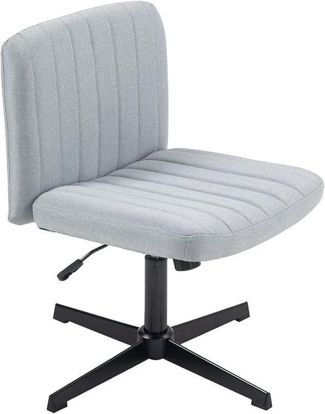 Panana Office Chair Fabric Padded Seat Armless Desk Chair Swivel Computer Task Chair Mid-Back No Wheels Accent Chair (Grey) - LeafyLoom