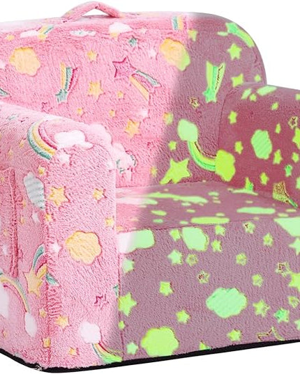 Tiita Kids Sofa, Children Couch with Carrying Handle & Side Pockets, Kids Foam Chair, Toddler Armrest Chair, Lightweight Children Sofa Chair, Kids Read Sofa for Girl or Boy(Pink Rainbow) - LeafyLoom