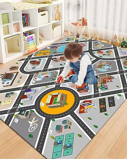 Kids Rug Play Mat Great for Playing with Cars and Toys,Educational Kid Road and Traffic City Life Carpet,Children Baby Fun Throw Rug for Bedroom Play Room,24X35Inch/60X90CM - LeafyLoom