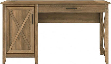 Bush Furniture Key West Computer Desk with Storage | Small for Home Office | Modern Farmhouse, 54W, Reclaimed Pine - LeafyLoom