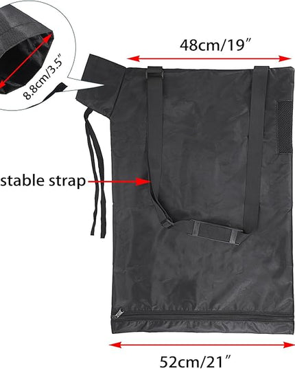 OwnMy Universal Leaf Vacuum Blower Bag Black Leaf Vacuum Bag Leaf Blower Replacement Bag with 3 Fasten Ties, Adjustable Leaf Blower Mulcher Bag Bottom Debris Zipper Bag Fallen Leaves Collection Bag - LeafyLoom