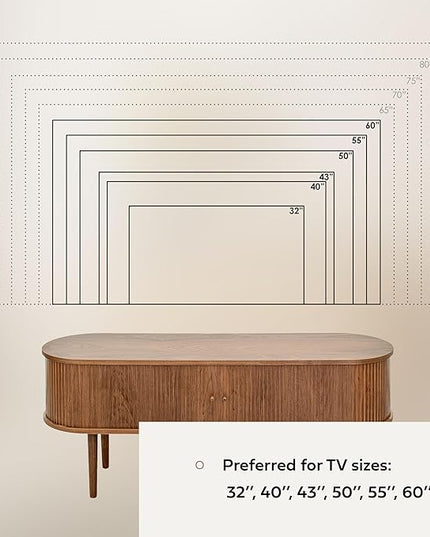 55’’ TV STAND with Storage and Shelves designed to fit 32’’ - 60’’ TVs. Wood Entertainment Center for Living Room and Bedroom, Media Console and Modern TV Console Table (Walnut) - LeafyLoom