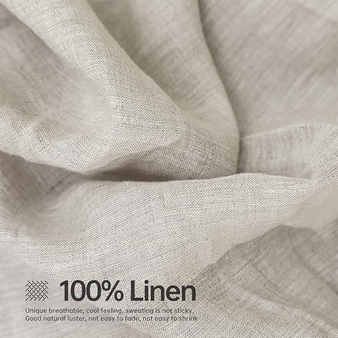 Simple&Opulence 100% Linen Sheet Set Solid Color- 6 Pcs Washed French Flax Bed Sheets (1 Flat Sheet, 1 Fitted Sheet, 4 Pillowcases) - Breathable Home Collection (Basic Linen, King) - LeafyLoom
