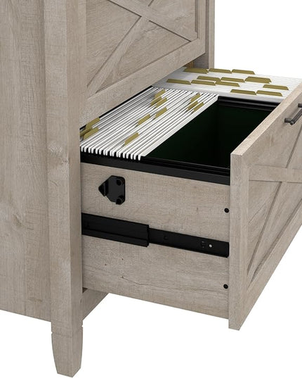 Bush Furniture Key West 2 Drawer Lateral File Cabinet in Washed Gray | Document Storage for Home Office | Accent Chest with Drawers - LeafyLoom