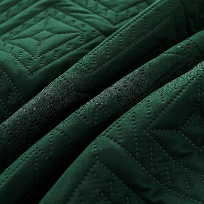WONGS BEDDING Emerald Green Comforter Set King Size(104“×90”), Boho Geometric Textured Bedding Comforter Sets - 3 Pieces Reversible Soft Microfiber Ultrasonic Bedding with 2 PillowCases - LeafyLoom