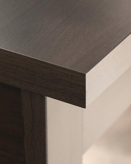 Sauder Summit Station Single Pedestal Desk, L: 52.09" x W: 19.29" x H: 29.02", Cinnamon Cherry Finish - LeafyLoom