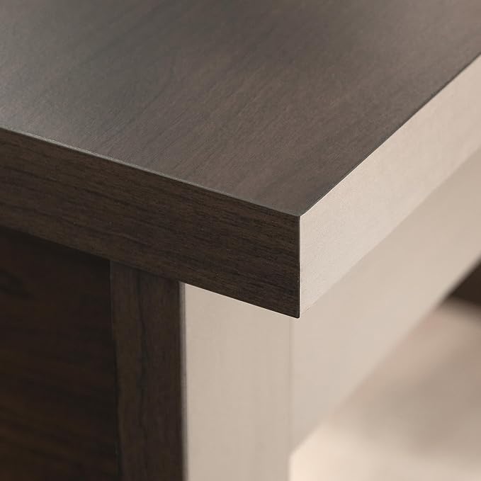 Sauder Summit Station Single Pedestal Desk, L: 52.09" x W: 19.29" x H: 29.02", Cinnamon Cherry Finish - LeafyLoom