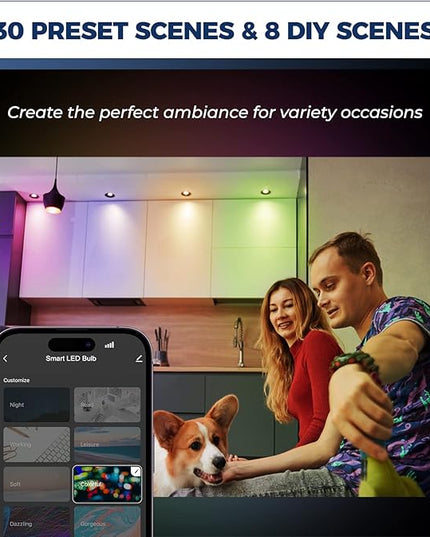GU10 Smart Light Bulbs 50W Equivalent, 38°Beam Angle, Smart Bulb Compatible with Alexa/Google Assistant/Smart Life, 5W 420LM, RGBCW Spotlight Track Light, 2.4GHz WiFi, ETL Listed, 4PCS Lightinginside