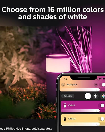 Philips Hue Calla Outdoor Smart Pathway Light - White & Color Ambiance LED Walkway Lights - Low Voltage Lighting - 1 Pack - Requires Bridge and Power Supply - Control with App and Voice - Weatherproof PhilipsHue
