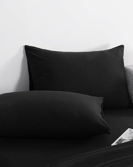 NTBAY Twin Comforter Set with Sheets, 5 Pieces Soft and Breathable Twin Bedding Set, Twin Bed in a Bag, Down Alternative Comforter Set Solid Color All Season, Kids Bedding Set, Black - LeafyLoom