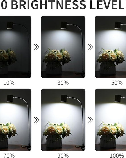 Dott Arts Desk Lamp,USB Clip On Light with 3 Color Modes,LED 10 Levels Brightness Reading Lamp, 360° Gooseneck Book Light,Eye-Care Reading Light for Home Office,Headboards Gold - LeafyLoom