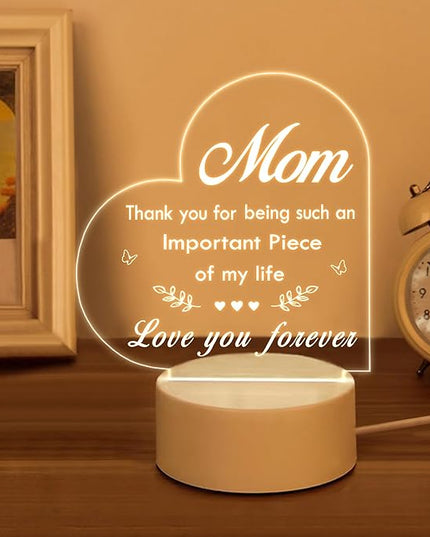 Mom Gifts, Gifts for Mom from Daughter Son - Acrylic Night Light, Mom Birthday Gifts, Best Mom Ever Gifts, Mothers Day Christmas Valentines Day Gifts for Mom - LeafyLoom
