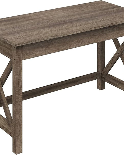 Lavish Home Writing Desk with X-Pattern Legs for Office, Bedroom, Computer, or Craft Table, 47-Inch Long, Light Tan Woodgrain - LeafyLoom