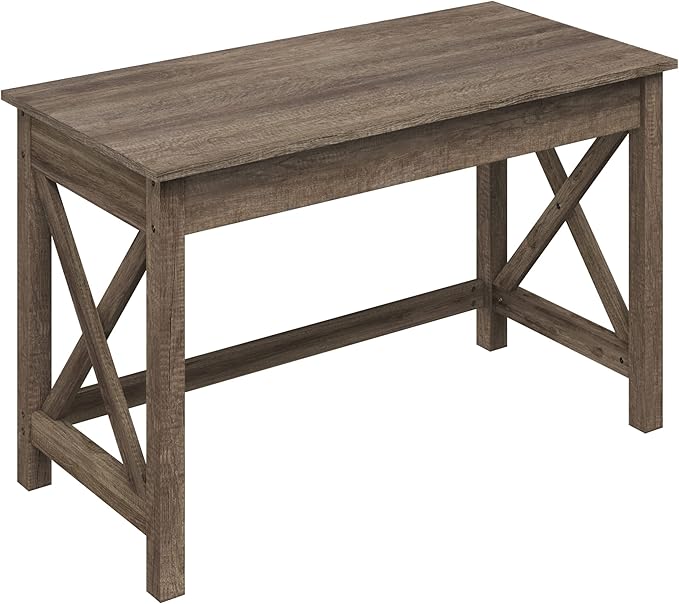 Lavish Home Writing Desk with X-Pattern Legs for Office, Bedroom, Computer, or Craft Table, 47-Inch Long, Light Tan Woodgrain - LeafyLoom