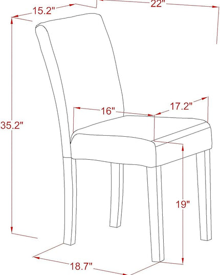 East West Furniture 1NDAB5-LWH-64 5 Piece Dinette Set for 4 Includes a Rectangle Room Table with Dropleaf and 4 White Faux Leather Parson Dining Chairs, 30x48 Inch - LeafyLoom