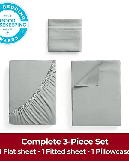 Mellanni Extra Deep Twin Sheets - 3 PC Iconic Collection Bedding Sheets & Pillowcases - Hotel Luxury, Ultra Soft, Cooling Bed Sheets - Extra Deep Pocket up to 21 inch (Twin, Spa Mint) - LeafyLoom