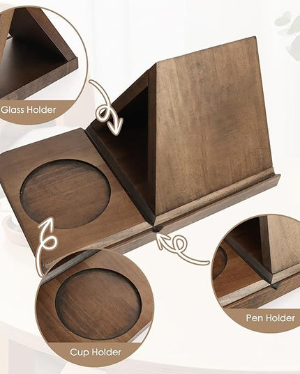 Small Book Shelf - Triangle Book Holder, Wood Mini Bookshelf for Reading Nook, Perfect Desk Decor & Gifts for Book Lovers, Ideal for Bedroom Nightstand, Office Desk, Library Table - LeafyLoom