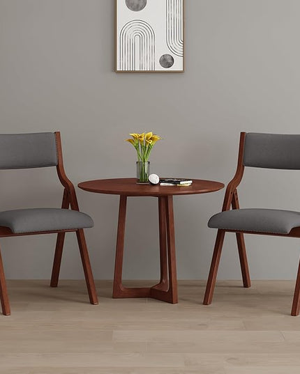 Ball & Cast Padded Folding Chairs 2 Pack,Solid Wood Frame,18" Seat Height,Space Saving,Easy to CarrySuitable for dining room, bedroom and outdoor, Light gray - LeafyLoom