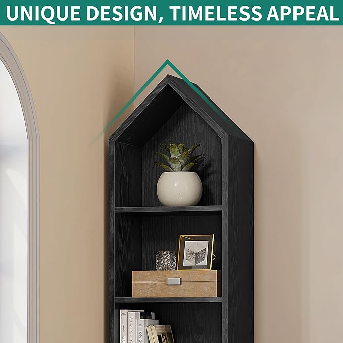 YITAHOME 73" Tall Narrow Bookshelf, Modern Open 5 Tier Bookcase, Wooden Shelf Stand for Small Spaces, Display Shelving Storage Rack for Bedroom, Living Room, Home Office, Black - LeafyLoom
