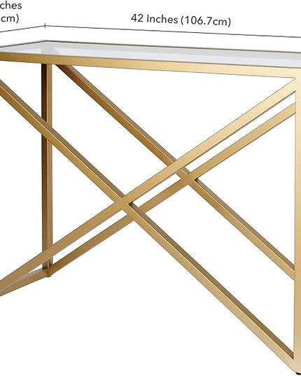 Henn&Hart 36" Tall Rectangular Bookcase in Gold, for Home Office, Living Room - LeafyLoom
