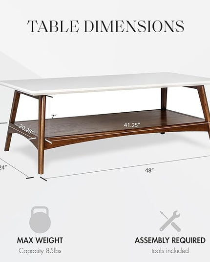 Madison Park Parker Table Modern Mid-Century Accent Living Room Furniture, Medium, Off-White/Pecan - LeafyLoom