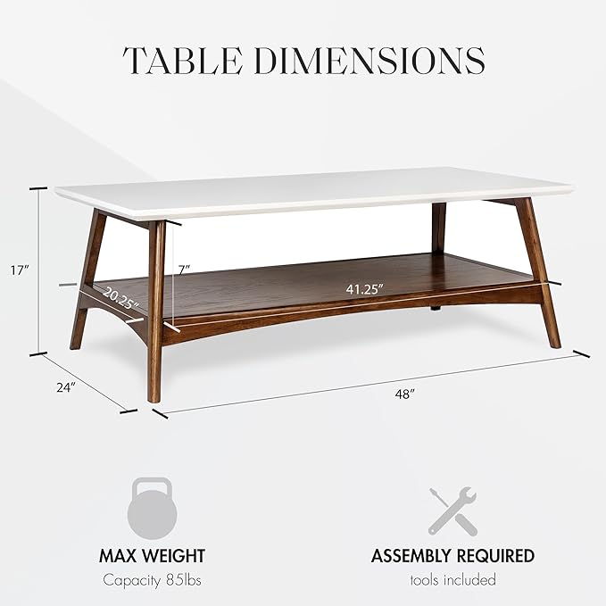 Madison Park Parker Table Modern Mid-Century Accent Living Room Furniture, Medium, Off-White/Pecan - LeafyLoom