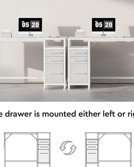 Ｍａｉｈａｉｌ Maihail Small Desk with Drawers, 40 inch Computer Desk with Shelves, Writing Desk with Storage, Small Office Desk with Metal Frame, White - LeafyLoom