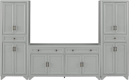 Crosley Furniture Tara 3-Piece Sideboard and Pantry Set, Distressed Gray - LeafyLoom