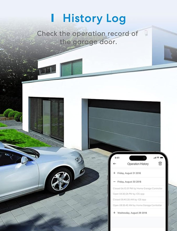 Smart Garage Door Opener Remote with External Antenna, Up to 3 Single Doors, Compatible with Apple HomeKit, Amazon Alexa,SmartThings, Google Assistant meross