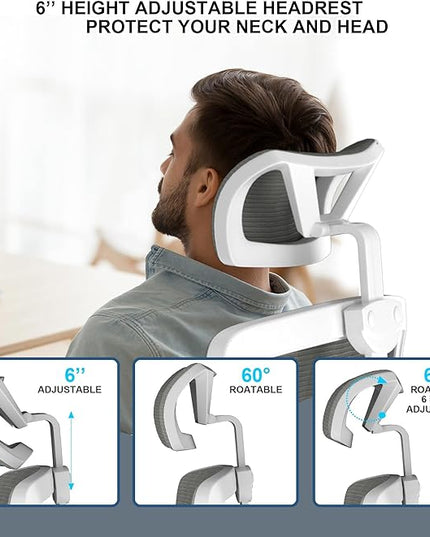 𝑯𝑶𝑴𝑬 𝑶𝑭𝑭𝑰𝑪𝑬 𝑪𝑯𝑨𝑰𝑹, Ergonomic Mesh Desk Chair, High Back Computer Chair- Adjustable Headrest with Flip-Up Arms, Lumbar Support, Swivel Executive Task Chair (Modern, Star Dust) - LeafyLoom
