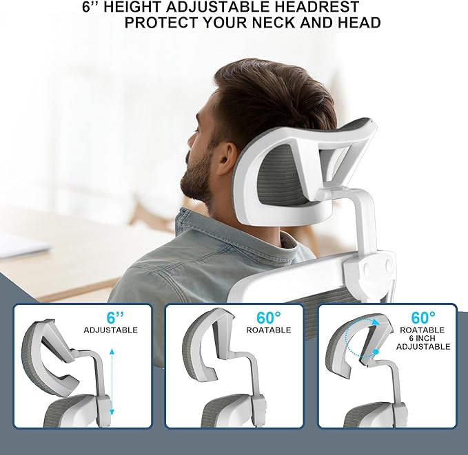𝑯𝑶𝑴𝑬 𝑶𝑭𝑭𝑰𝑪𝑬 𝑪𝑯𝑨𝑰𝑹, Ergonomic Mesh Desk Chair, High Back Computer Chair- Adjustable Headrest with Flip-Up Arms, Lumbar Support, Swivel Executive Task Chair (Modern, Star Dust) - LeafyLoom