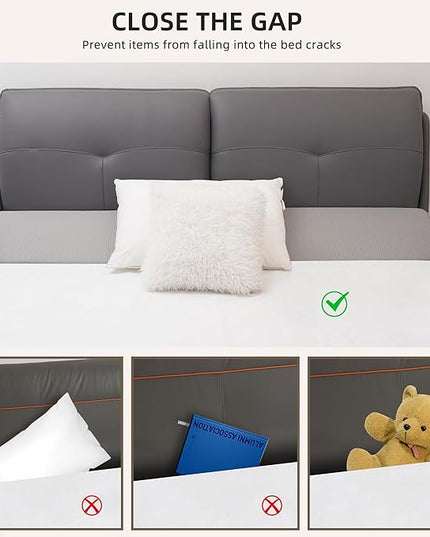 Bed Wedge Pillow for Headboard, Queen Size Headboard Pillow, Bed Gap Filler Close Gap (0-8") Between Mattress and Headboard (Queen) - LeafyLoom