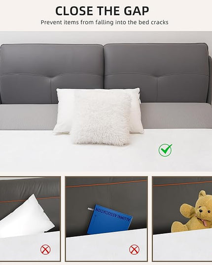 Bed Wedge Pillow for Headboard, King Size Headboard Pillow, Bed Gap Filler Close Gap (0-8") Between Mattress and Headboard (King) - LeafyLoom