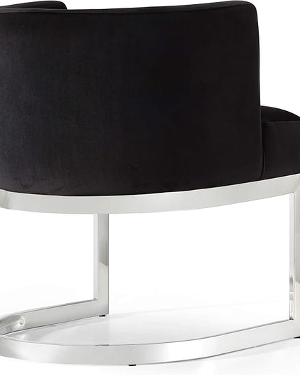 Meridian Furniture Gianna Collection Modern | Contemporary Velvet Upholstered Dining Chair with Polished Chrome Metal Frame, 24" W x 22" D x 29.5" H, Black - LeafyLoom