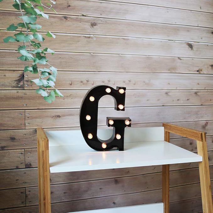Light Up Black Alphabet Marquee Letters Sign LED Marquee Number Lights Sign for Night Light Home Bar Christmas Lamp Birthday Party Wedding Decoration G - LeafyLoom