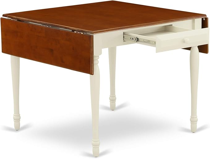 East West Furniture MZDA5-WHI-W Monza 5 Piece Set Includes a Rectangle Dining Room Table with Dropleaf and 4 Wood Seat Chairs, 36x54 Inch - LeafyLoom