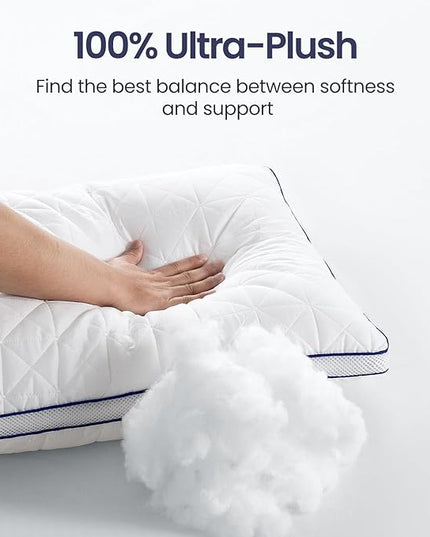 BedStory Pillows Queen Size Set of 2-Bed Pillows for Sleeping-Cooling Pillows with Mesh Design-Premium Soft Down Alternative Fill Supportive for Back, Stomach or Side Sleepers - LeafyLoom