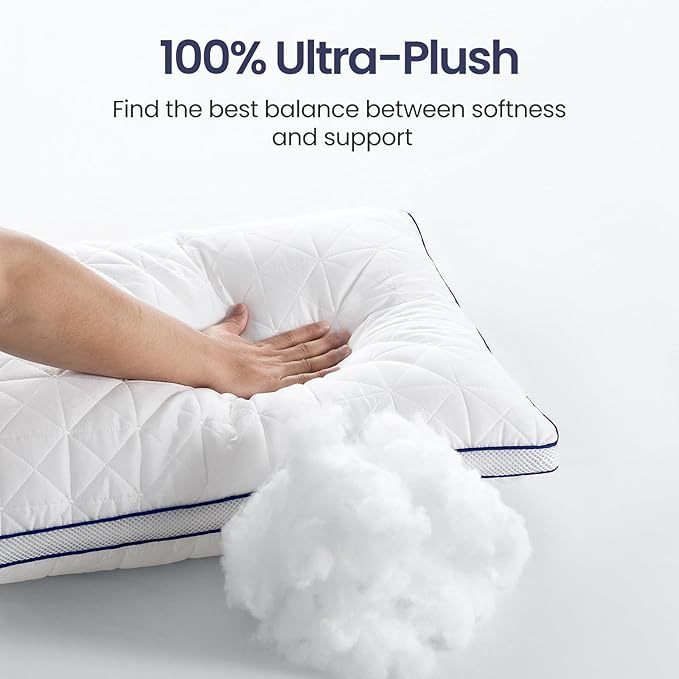 BedStory Pillows Queen Size Set of 2-Bed Pillows for Sleeping-Cooling Pillows with Mesh Design-Premium Soft Down Alternative Fill Supportive for Back, Stomach or Side Sleepers - LeafyLoom