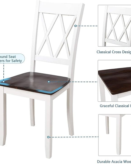 NicBex Dining Room Table Set for 4 Kitchen Table and Chairs Dining Table Set Home Kitchen Table and Chairs Wood Dining Set for Kitchen, Dining Room, Dinette, Breakfast Nook, White - LeafyLoom