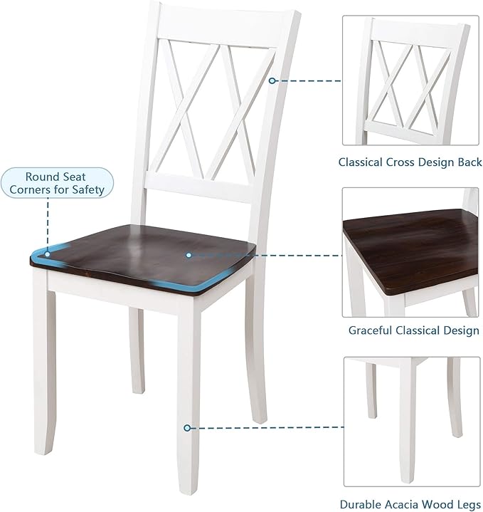 NicBex Dining Room Table Set for 4 Kitchen Table and Chairs Dining Table Set Home Kitchen Table and Chairs Wood Dining Set for Kitchen, Dining Room, Dinette, Breakfast Nook, White - LeafyLoom