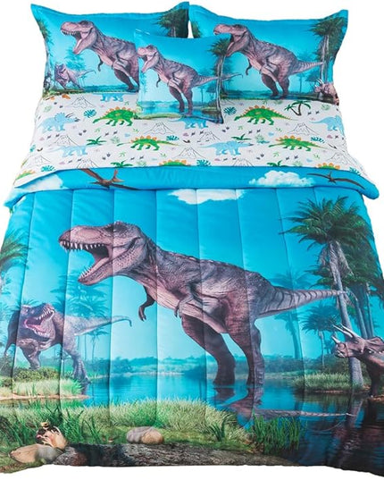 ADASMILE A & S Dinosaur Comforter Twin for Boys Dinosaur Twin Bedding Set for Kids 6 Pieces Dinosaur Comforter Set with Dinosaur Sheets Bed in A Bag T-Rex Dinosaur Comforter and Sheets Set Home Decor - LeafyLoom