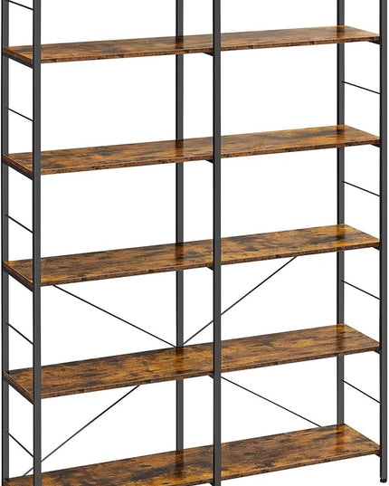 VASAGLE 6-Tier Tall Bookshelf, Bookcase, Large Metal Shelf, 11.8 x 47.2 x 67.9 Inches, for Living Room, Kitchen, Pantry, Study, Home Office, Rustic Brown and Black ULLS114B01 - LeafyLoom