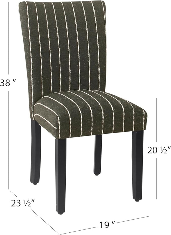 HomePop Classic Parsons Dining Chairs, Pack of 2, Black with Boucle Stripe - LeafyLoom