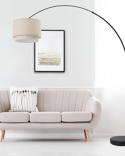 Arc Floor Lamp Modern 81" Tall Standing Lamps for Living Room - Stand Up Arching Lamp (6938DS-BEIGE) - LeafyLoom