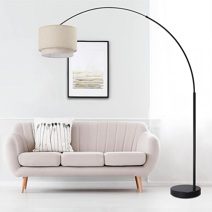 Arc Floor Lamp Modern 81" Tall Standing Lamps for Living Room - Stand Up Arching Lamp (6938DS-BEIGE) - LeafyLoom